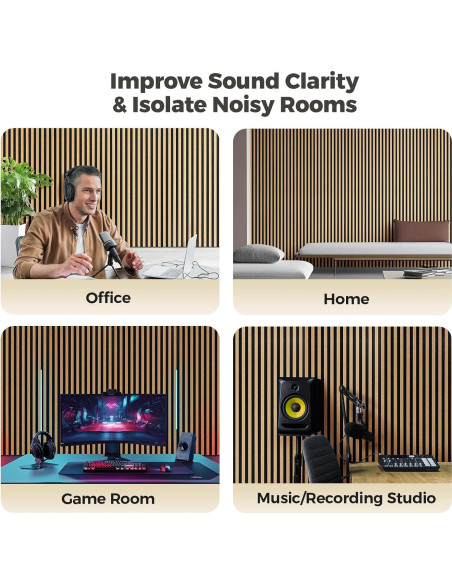 Paquete de 4 Paneles Acústicos Doble Capa Keemute 120x60cm