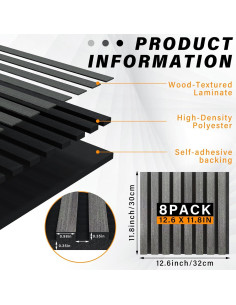 Paneles de Madera 3D Autoadhesivos Geelin 8 Pcs 32x30 cm Gris 2