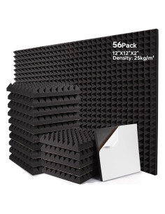 Paquete de 56 Paneles Acústicos Aislantes Fvkind 2"x30.48cm Negro