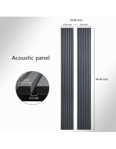 Paneles Acústicos de Madera 3D RXXYB-C 240x60 cm Negro Mate