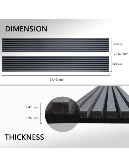 Paneles Acústicos de Madera 3D RXXYB-C 240x60 cm Negro Mate