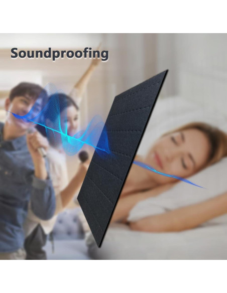 Paneles Acústicos de Madera 3D RXXYB-C 240x60 cm Negro Mate