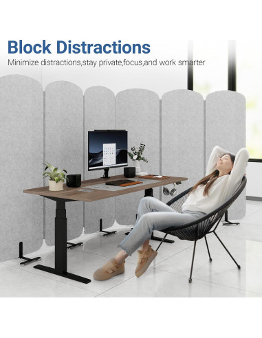 Divisor de Espacio Plegable Natwind 3 Paneles 185.9x180.3cm Gris