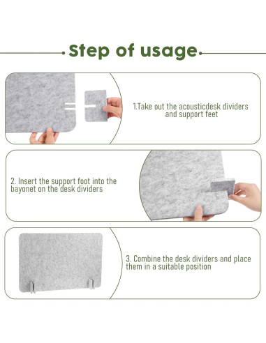 Panel de Privacidad Acústico BOHUIZ 2 Piezas 60x45cm Gris