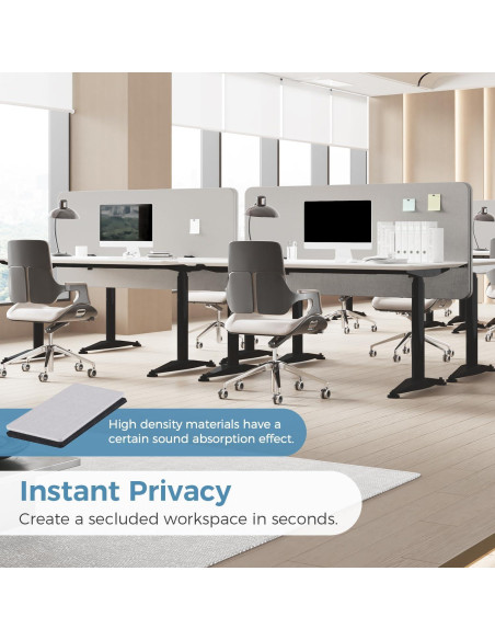 Panel divisor de escritorio MORDEER 120x60 cm gris claro