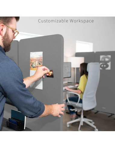 Divisor de Cubículo VIVO 3 Paneles 72x66 Pulgadas Gris