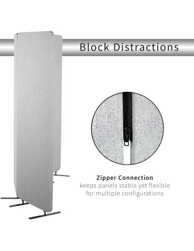 Divisor de Cubículo VIVO 3 Paneles 72x66 Pulgadas Gris