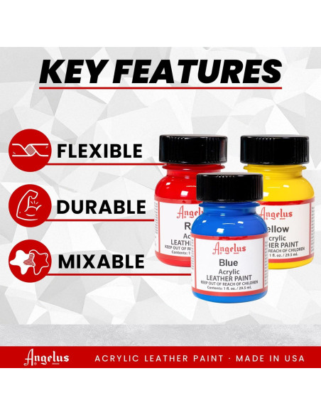 Kit de Pintura de Cuero Angelus - 5 Colores Acrílicos 30 ml