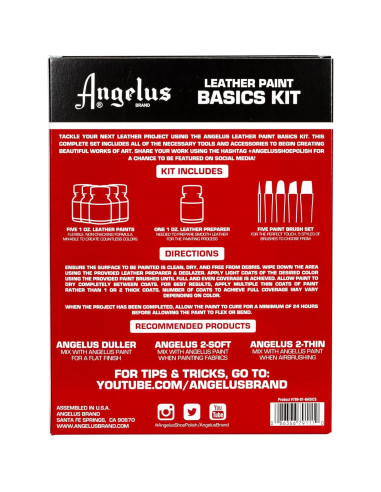 Kit de Pintura de Cuero Angelus - 5 Colores Acrílicos 30 ml