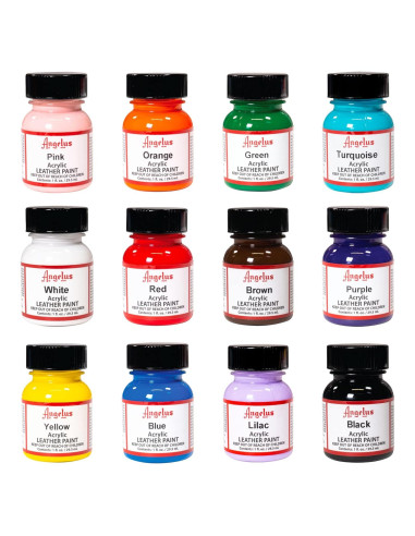Kit de Pintura Acrílica para Cuero Angelus - 12 Colores 30 ml