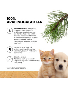Arabinogalactano Prebiótico Vitality Science 120g para Mascotas 2
