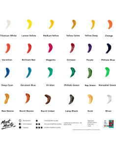 Juego de Pintura Acrílica Mont Marte 24 Colores 36ml con Pinceles 2