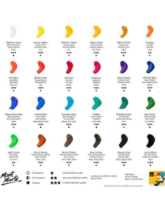 Juego de Pintura Acrílica Mont Marte 24 Colores 12ml Brillantes 2