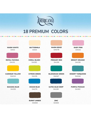 Set de Pintura Acrílica Americana DecoArt 18 Botellas 59 ml
