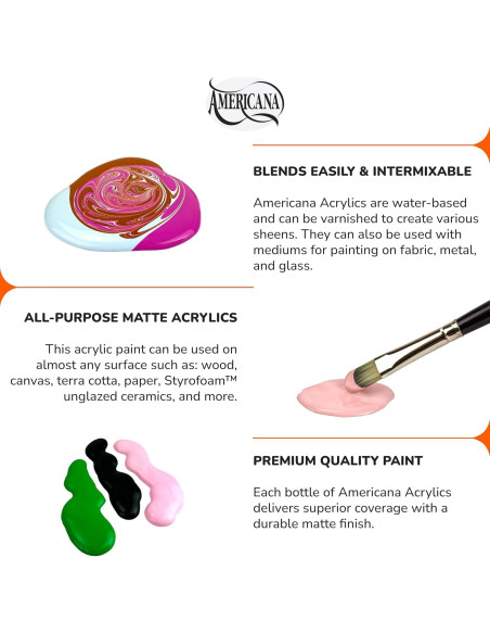 Set de Pintura Acrílica Americana DecoArt 18 Botellas 59 ml