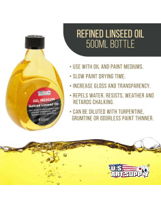 Aceite de Linaza Refinado U.S. Art Supply 500ml - Brillante 2