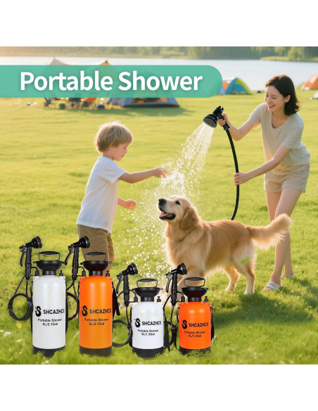 Ducha Portátil 8L Shcazhcx Naranja, 10 Modos, Sin Energía