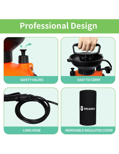 Ducha Portátil 8L Shcazhcx Naranja, 10 Modos, Sin Energía