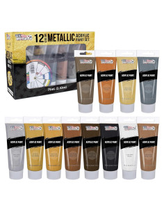 Juego de Pintura Acrílica Metálica U.S. Art Supply - 12 Colores 75ml