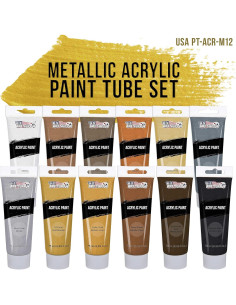 Juego de Pintura Acrílica Metálica U.S. Art Supply - 12 Colores 75ml 2