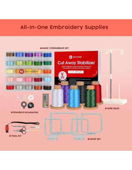 Máquina de Bordar Poolin EOC06 20.1x27.9 cm + 80 Hilos