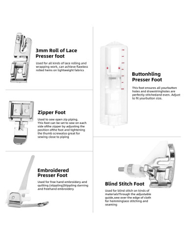 Juego de 11 Patas de Prensatelas Tatiwoo para Máquina de Coser