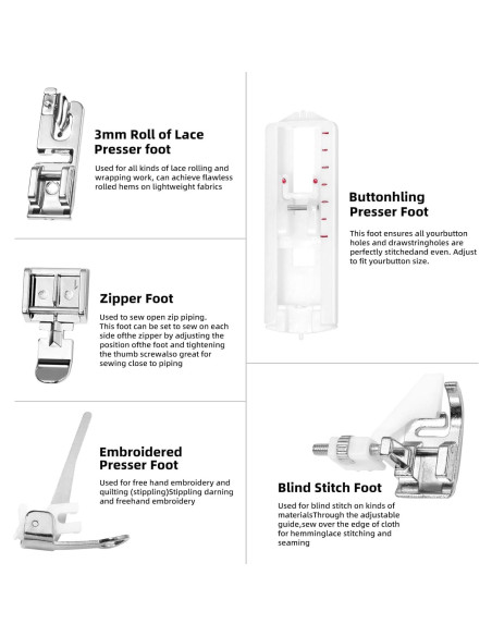 Juego de 11 Patas de Prensatelas Tatiwoo para Máquina de Coser
