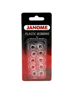 Paquete de 10 bobinas de plástico Janome para máquinas de coser