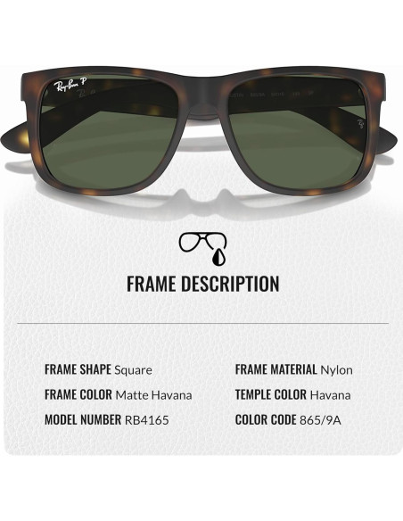 Gafas de Sol Ray-Ban RB4165 JUSTIN Cuadradas Polarizadas
