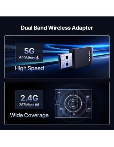 Adaptador WiFi Tenda U11 USB AX900 Doble Banda 900Mbps