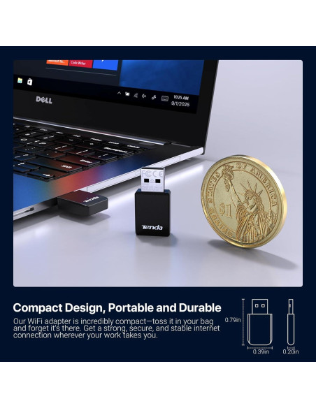 Adaptador WiFi Tenda U11 USB AX900 Doble Banda 900Mbps