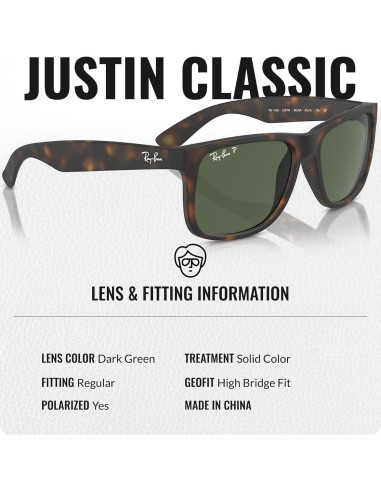 Gafas de Sol Ray-Ban RB4165 JUSTIN Cuadradas Polarizadas