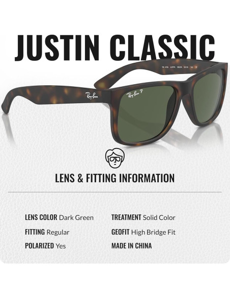 Gafas de Sol Ray-Ban RB4165 JUSTIN Cuadradas Polarizadas