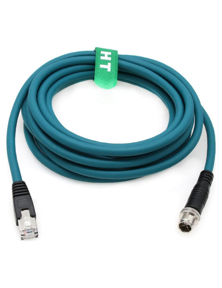 Cable Ethernet M12 5m CAT 7e HangTon para Cognex y Keyence