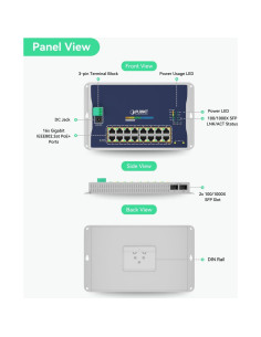 Switch PoE Gestionado Planet WGS-4215-16P2S 16 Puertos 240W 2
