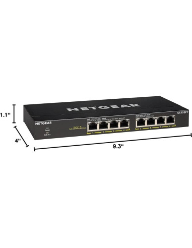 Switch Ethernet Gigabit NETGEAR GS308PP 8 Puertos PoE+ 83W