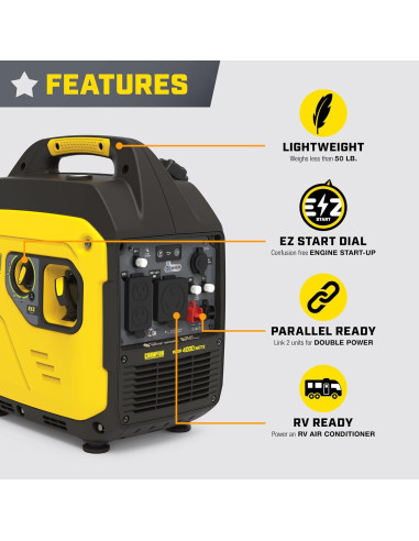Generador Inversor Portátil Champion 4000W con Escudo de CO
