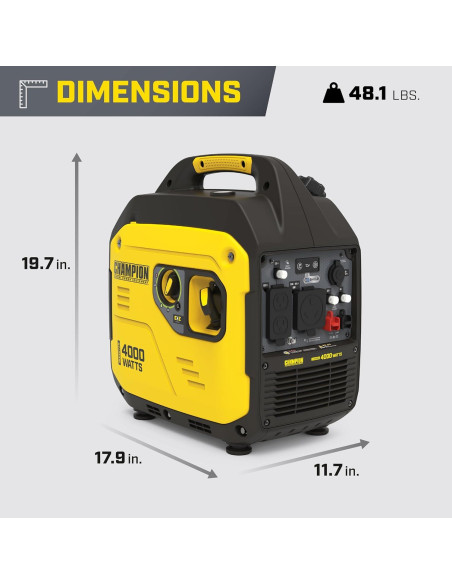 Generador Inversor Portátil Champion 4000W con Escudo de CO