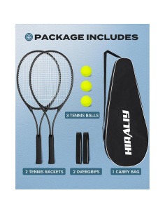 Juego de Raquetas de Tenis HIRALIY 27" para Adultos - 2 Raquetas, 3 Pelotas, Bolsa 2