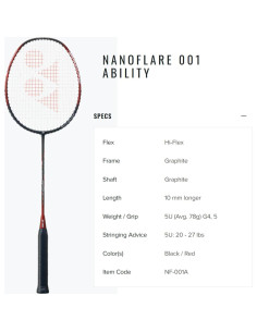 Raqueta de Bádminton YONEX Nanoflare 001 Habilidad Encordada 2