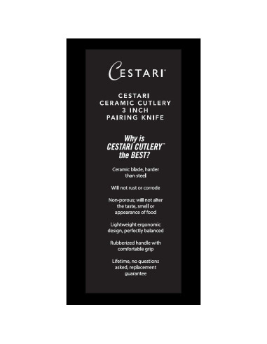 Cuchillo de Pelar Cestari 3 Pulgadas Cerámica Avanzada Negro