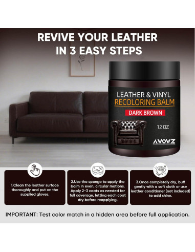 Bálsamo para Recoloración de Cuero AWOWZ 340 g Marrón Oscuro