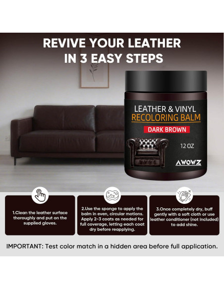 Bálsamo para Recoloración de Cuero AWOWZ 340 g Marrón Oscuro