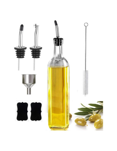 Botella dispensadora de aceite de oliva Leaflai 500ml con accesorios