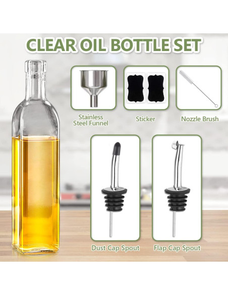 Botella dispensadora de aceite de oliva Leaflai 500ml con accesorios