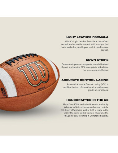 Balón de Fútbol Americano WILSON GST - Tamaño Oficial