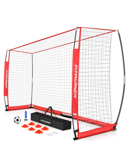Goles de Fútbol Portátil FITPARNER 8x6ft con Balón y Accesorios
