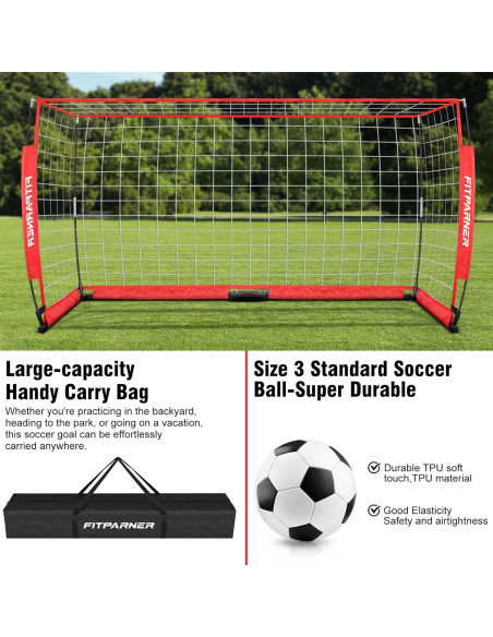 Goles de Fútbol Portátil FITPARNER 8x6ft con Balón y Accesorios
