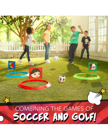 Conjunto de Foot Golf Franklin Sports Ryan's World - 1 Balón y 3 Objetivos 50.8 cm