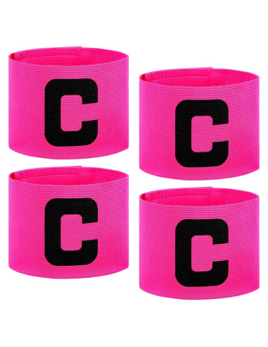 4 Brazaletes de Capitán Rosa SynHHergyx para Fútbol y Baloncesto